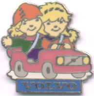 Volvo, Kristin & Håkon in car, Lillehammer 1994