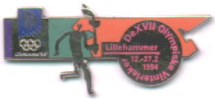T-skjorte pin pictogram Fakkelmannen Lillehammer OL 1994