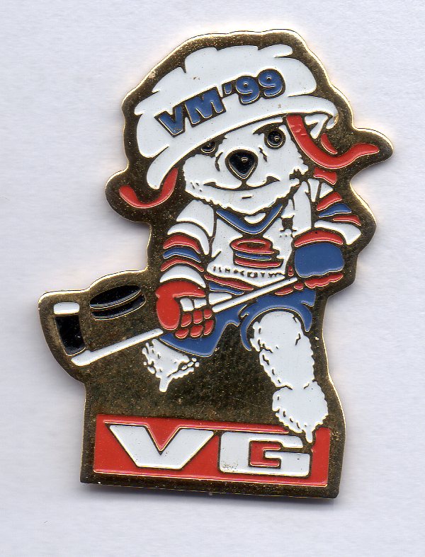 Mascot pin Media VG - Ice hockey championship 1999