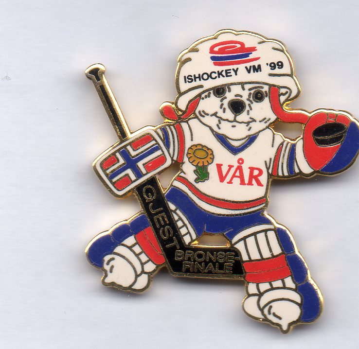 Maskott pin Gjest Bronsefinale  - Ishockey VM 1999