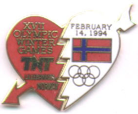 TNT hjerte pin NORGE Lillehammer OL 1994