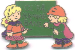 Mascots Kristin and Håkon with the blackboard
