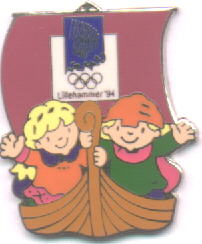 Mascots Kristin and Håkon in a Vikingship