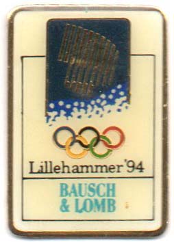 Bausch & Lomb logo pin with the northern light
