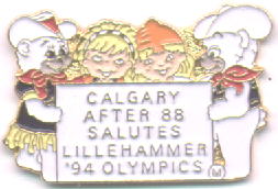 Mascots Kristin and Håkon Calgary after 88 salutes Lillehammer `