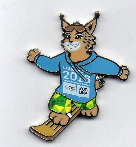 The mascot "Sjogg" on mini ski - Youth Olympics Lillehammer 2016